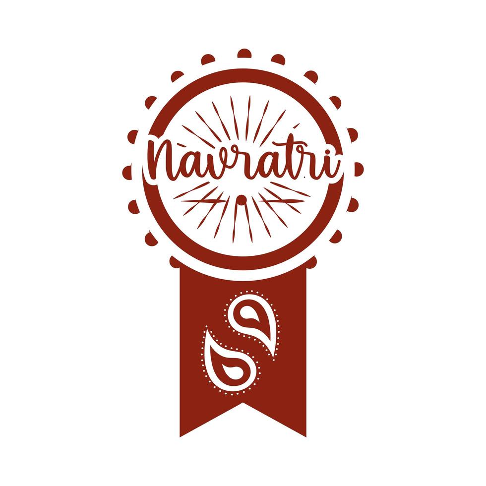 Feliz navratri celebração indiana ícone de estilo de silhueta de decoração de pendente tradicional vetor