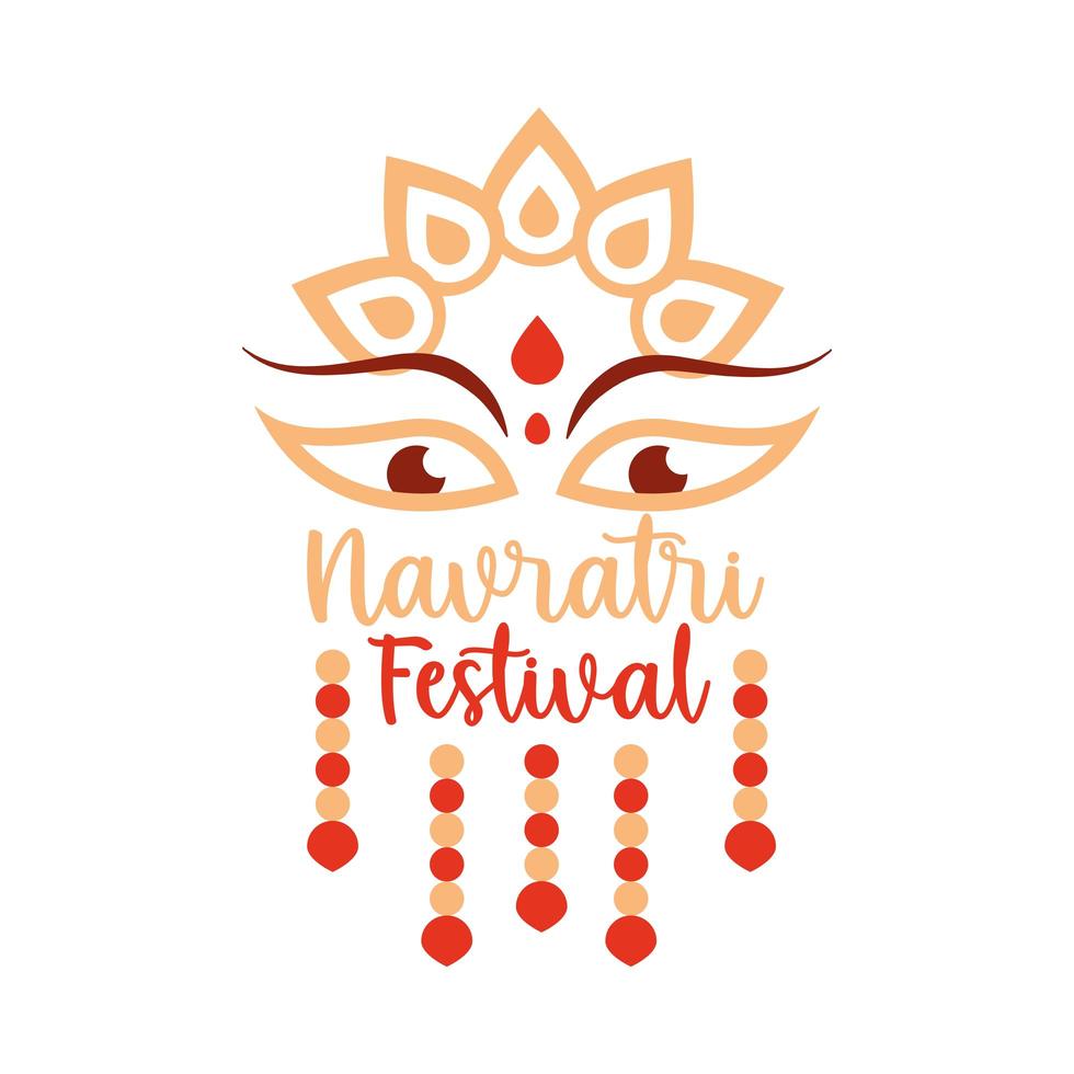 feliz navratri celebração indiana deusa durga ícone de estilo plano decoração de cultura vetor