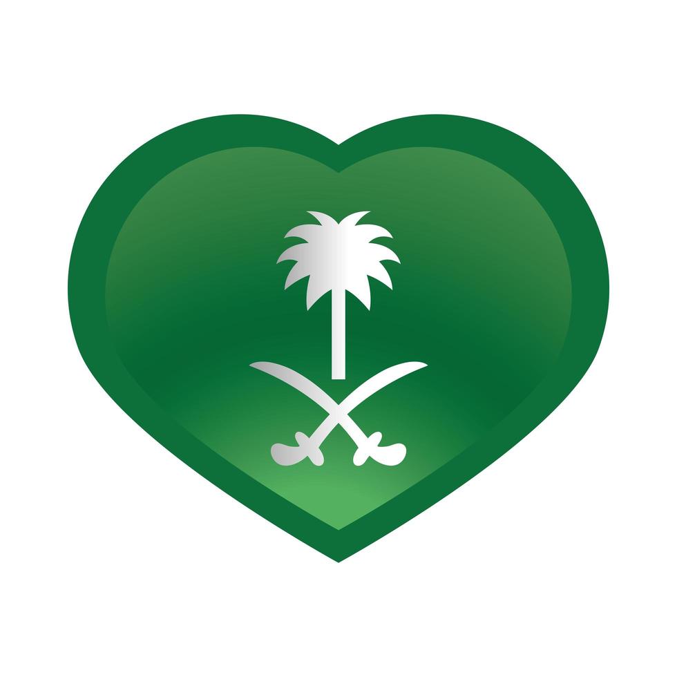 arábia saudita dia nacional bandeira coração verde símbolo nacional ícone gradiente vetor