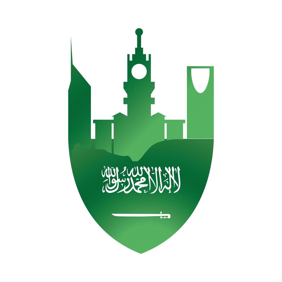 Arábia Saudita Dia Nacional da Independência da Cidade Nacional Ícone estilo gradiente vetor