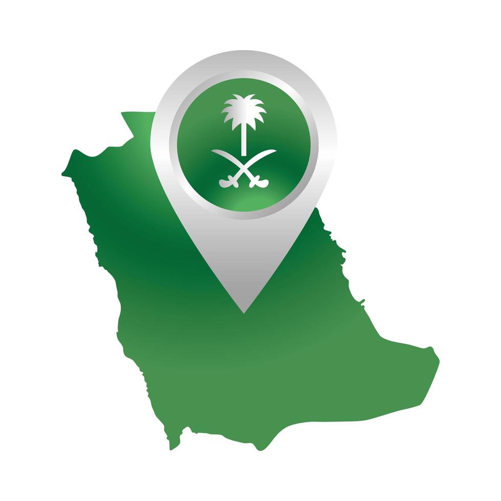 arábia saudita dia nacional mapa verde ponteiro de navegação ícone de estilo gradiente de localização vetor