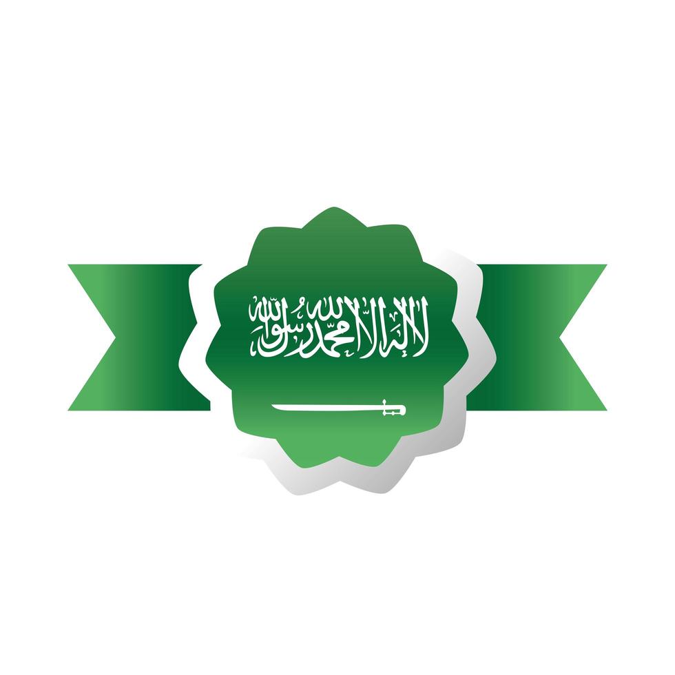 arábia saudita dia nacional etiqueta bandeira verde fita decoração estilo gradiente ícone vetor