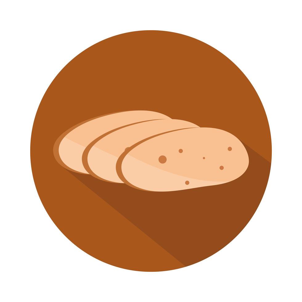 pão menu do café da manhã padaria bloco de produtos alimentícios e ícone plano vetor