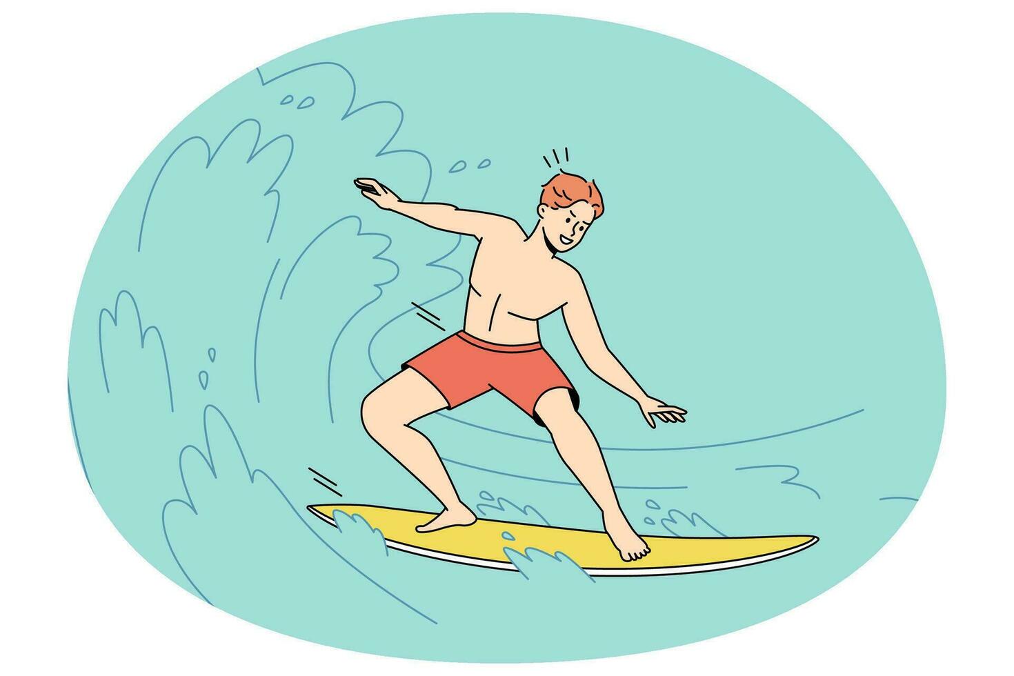 homem surfar em oceano ondas vetor
