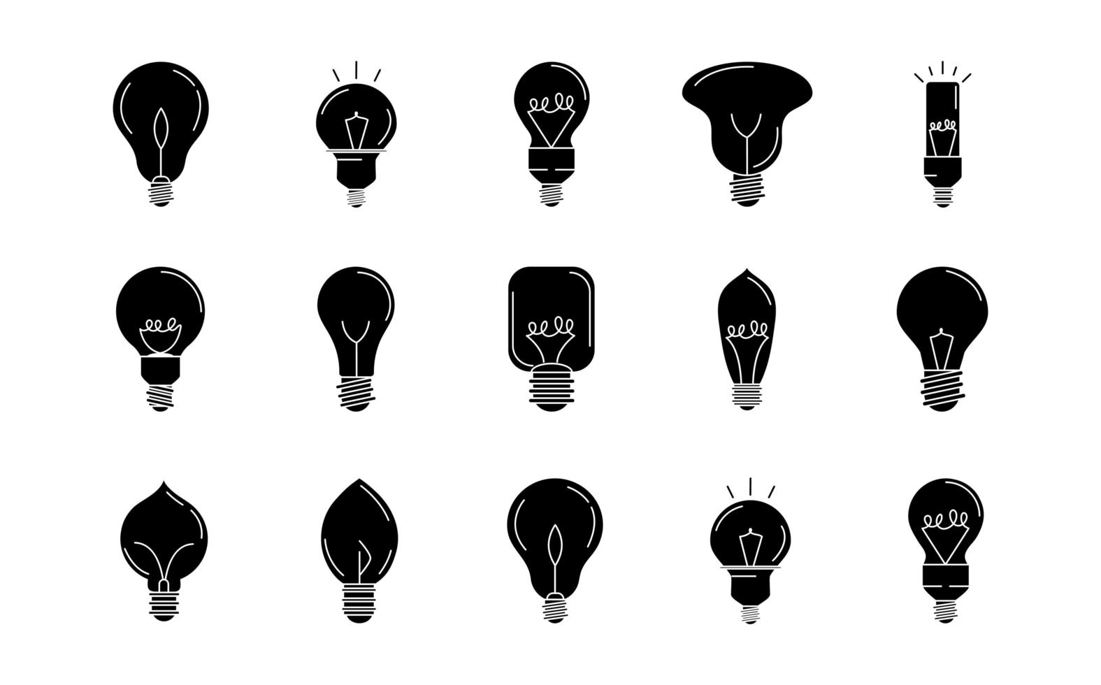 lâmpada elétrica eco ideia metáfora conjunto de ícones de estilo de linha isolado vetor