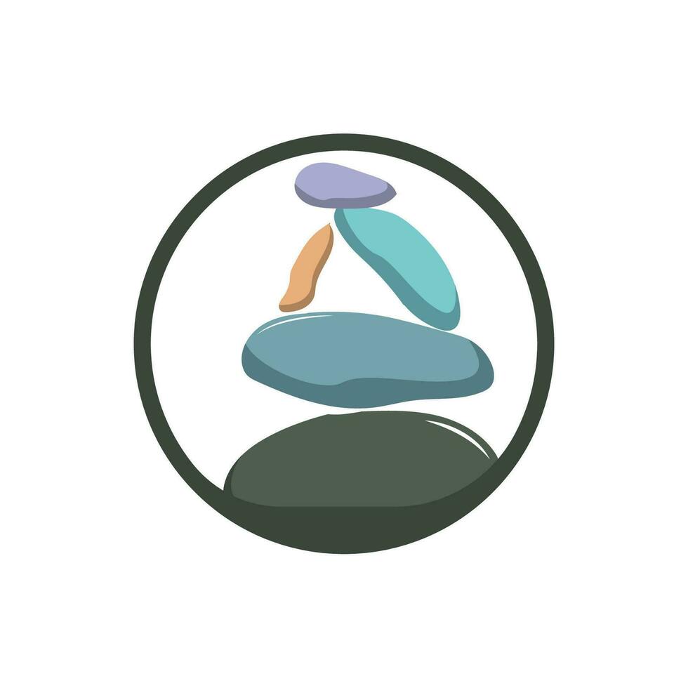 pedra logotipo, vetor zen meditação pedra Saldo tranqüilidade, ioga minimalista simples projeto, silhueta ilustração