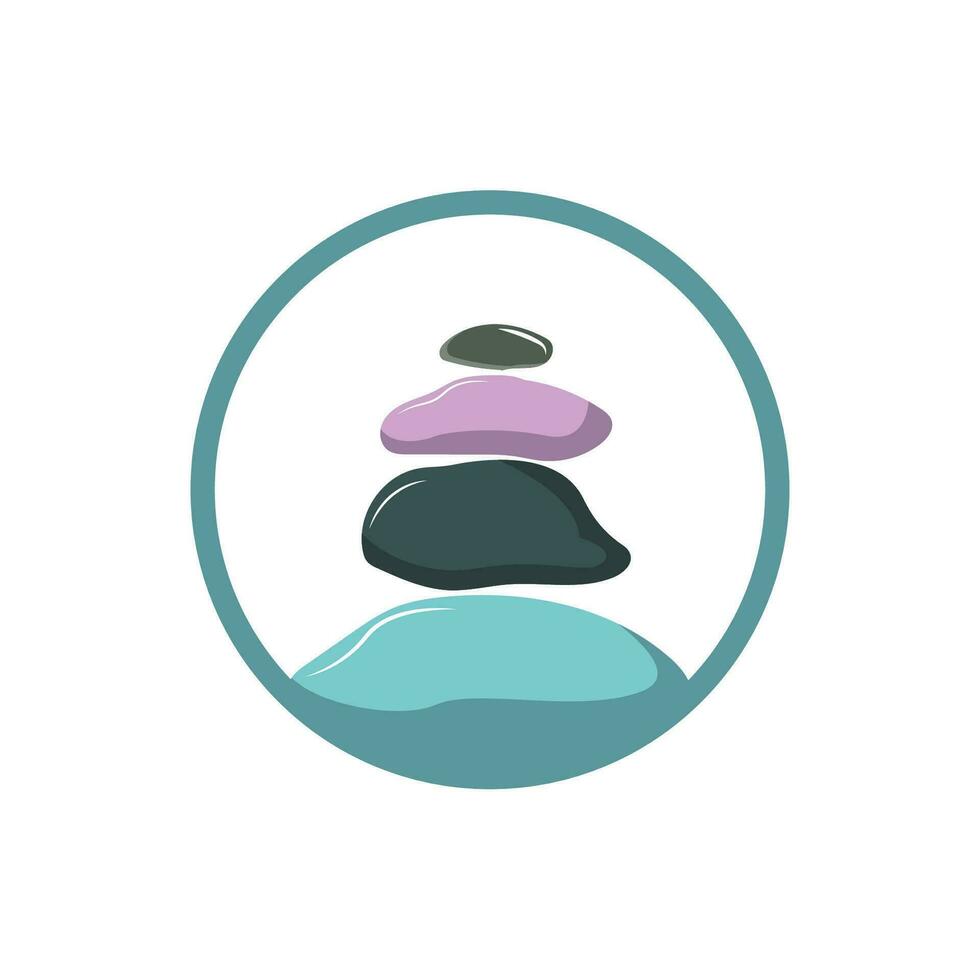 pedra logotipo, vetor zen meditação pedra Saldo tranqüilidade, ioga minimalista simples projeto, silhueta ilustração