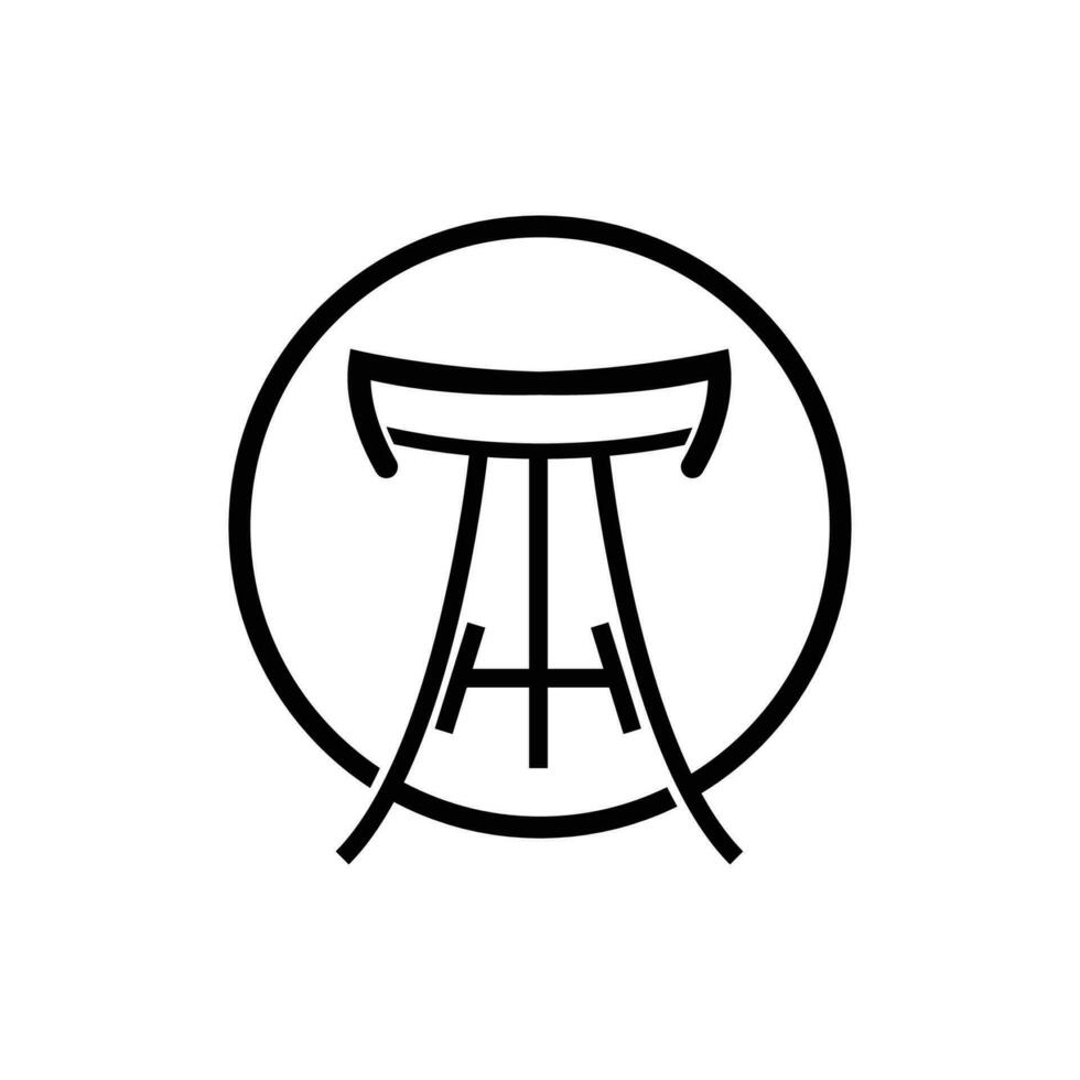 logotipo do portão torii, vetor de ícone do portão da história japonesa, ilustração chinesa, modelo de marca da empresa de design de madeira