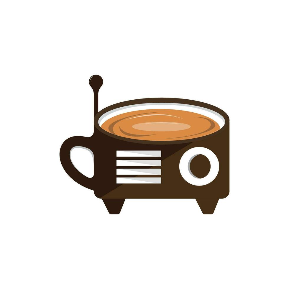 logotipo de rádio de café, design de rádio de podcast, ícone de café, vetor de marca de produto de logotipo de café café