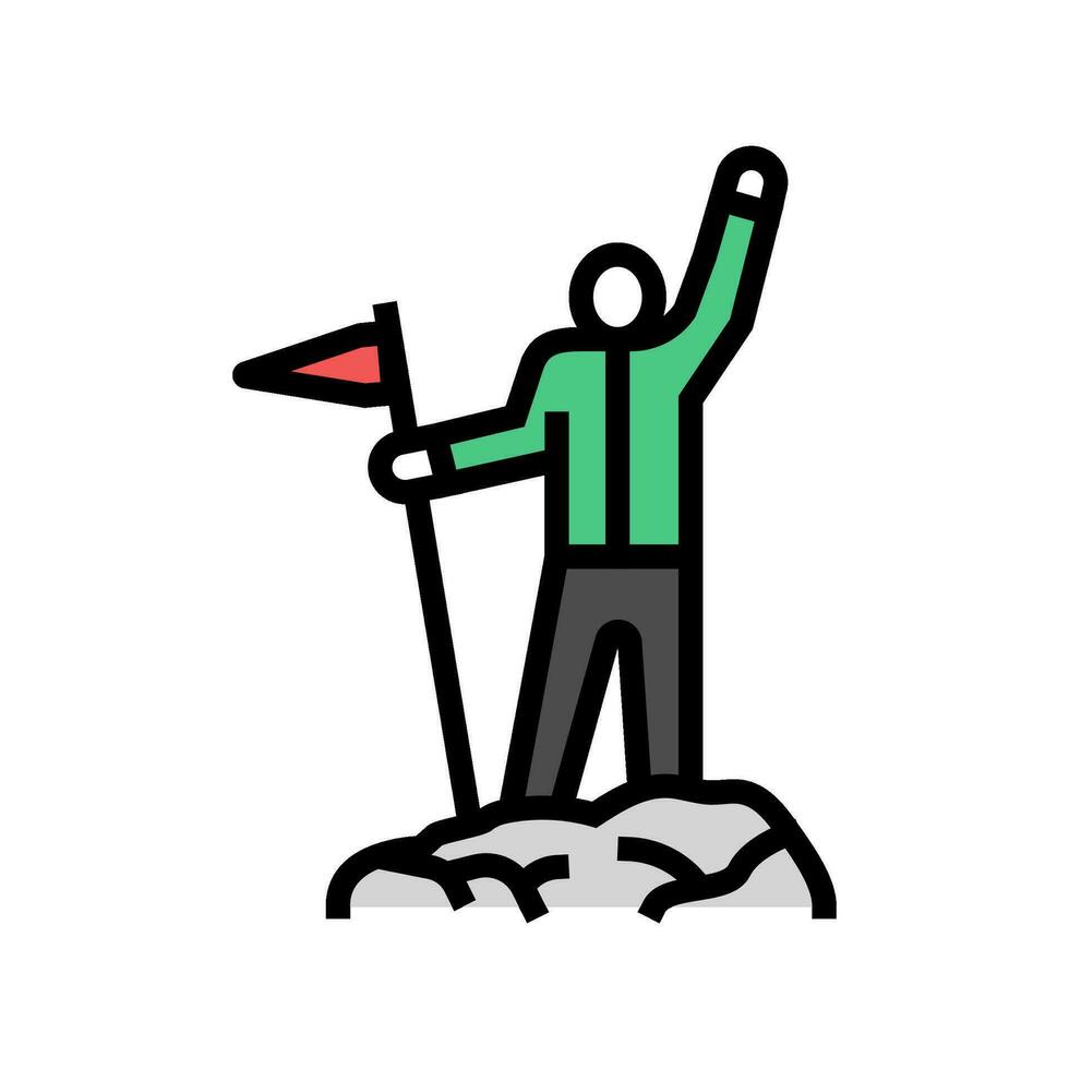 bandeira alpinista topo cor ícone vetor ilustração