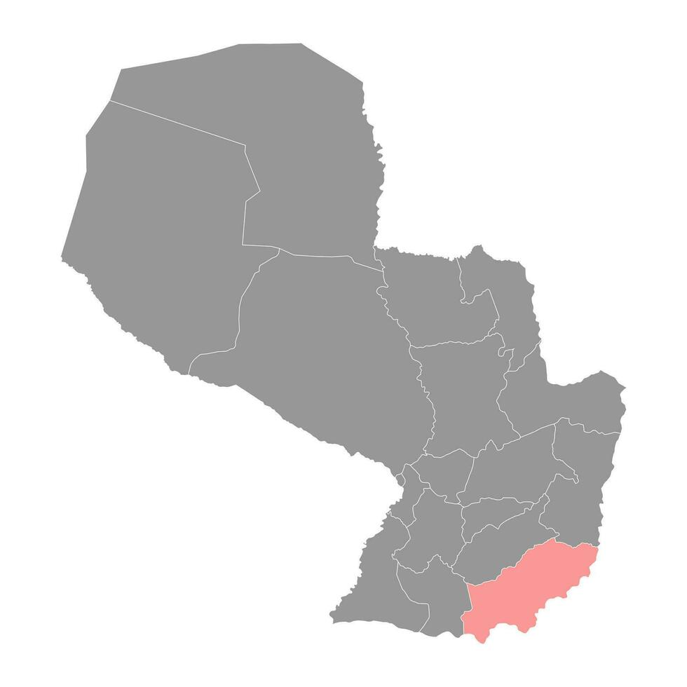 itapuã departamento mapa, departamento do Paraguai. vetor ilustração.