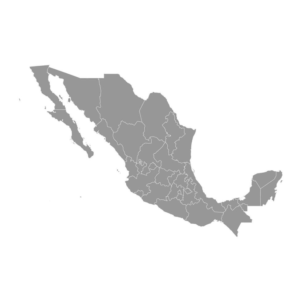 cinzento mapa do a estados do México. vetor ilustração.