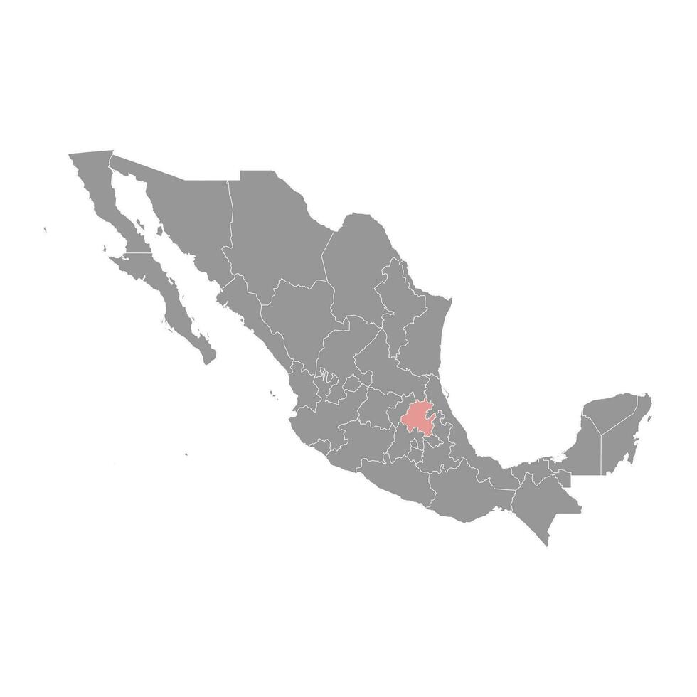 hidalgo Estado mapa, administrativo divisão do a país do México. vetor ilustração.