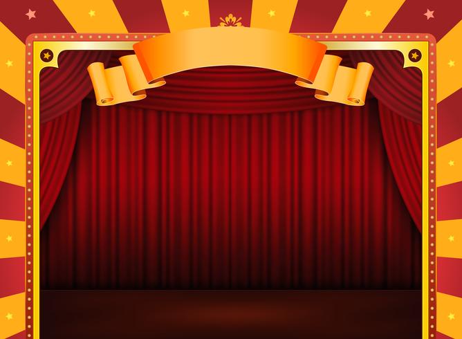 Cartaz de circo com palco e cortinas vermelhas vetor