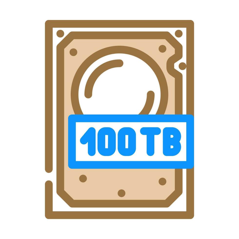 100 terabyte Difícil dirigir futuro tecnologia cor ícone vetor ilustração