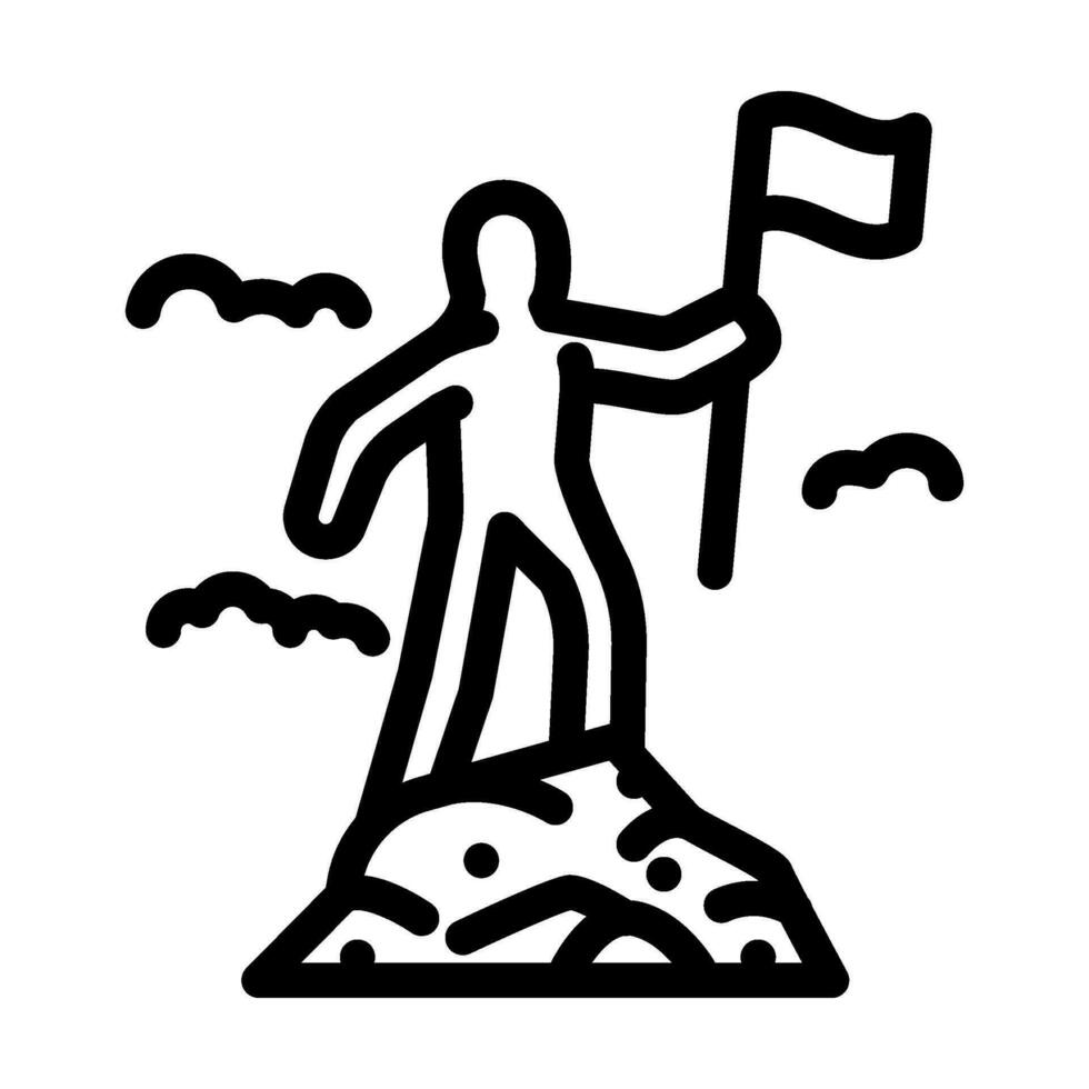 bandeira alpinista topo linha ícone vetor ilustração