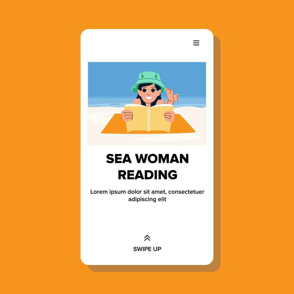 verão mar mulher lendo vetor