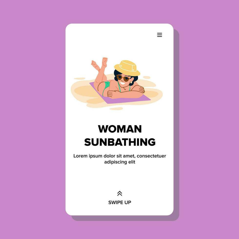 lindo mulher banhos de sol vetor