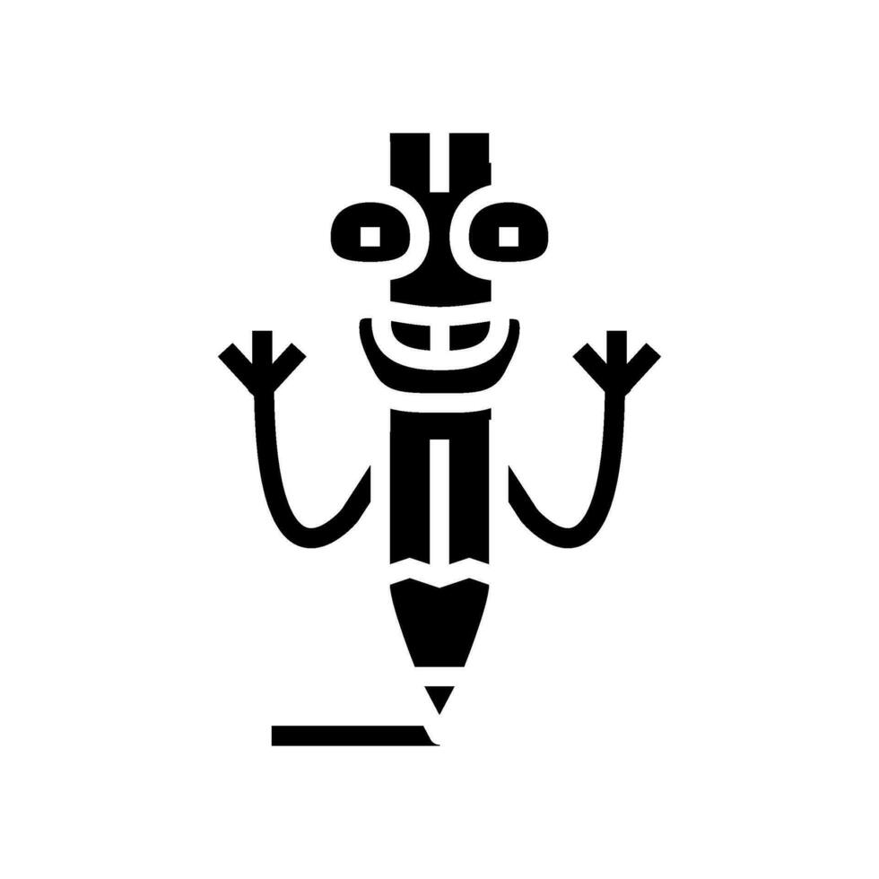 mascote caneta personagem glifo ícone vetor ilustração