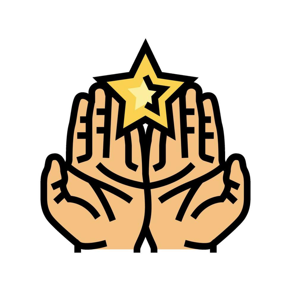 dois mãos segurando Estrela cor ícone vetor ilustração