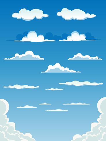 Conjunto de nuvens dos desenhos animados vetor