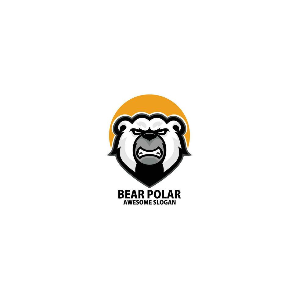 Urso polar Bravo logotipo Projeto jogos mascote vetor