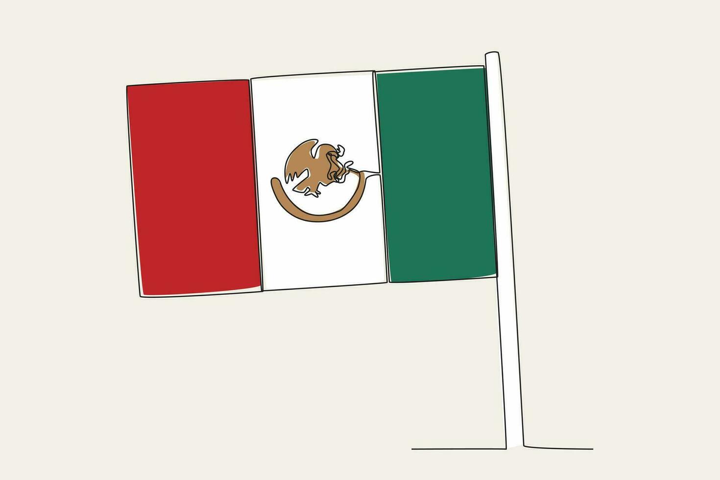 colori ilustração do a mexicano bandeira vôo sobre uma pólo vetor