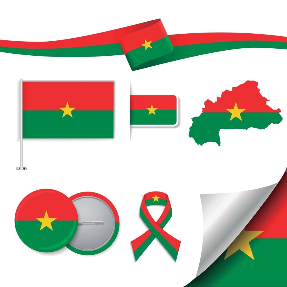 bandeira burkina faso com elementos vetor