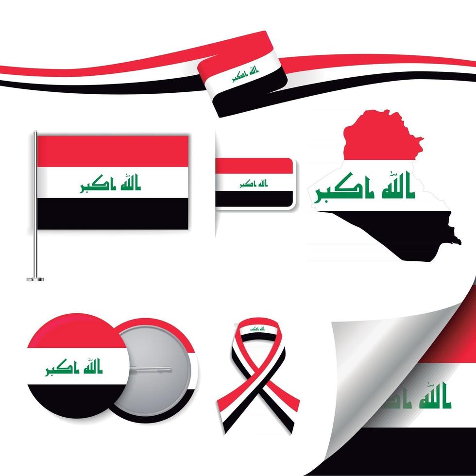 bandeira do iraque com elementos vetor