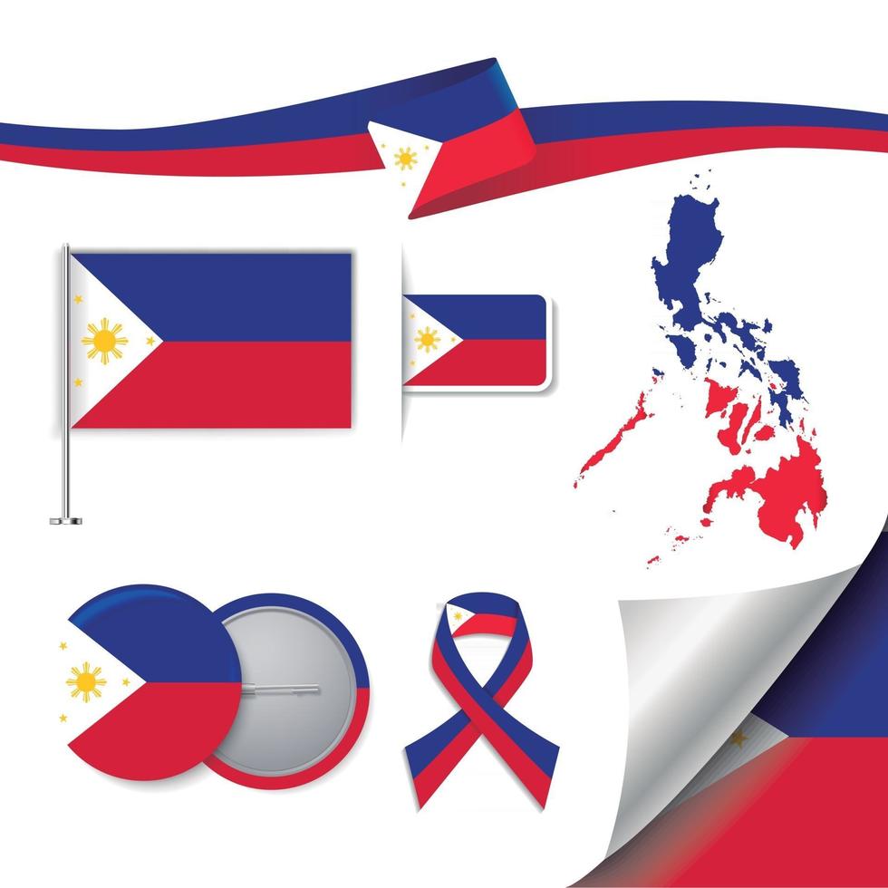 bandeira das Filipinas com elementos vetor