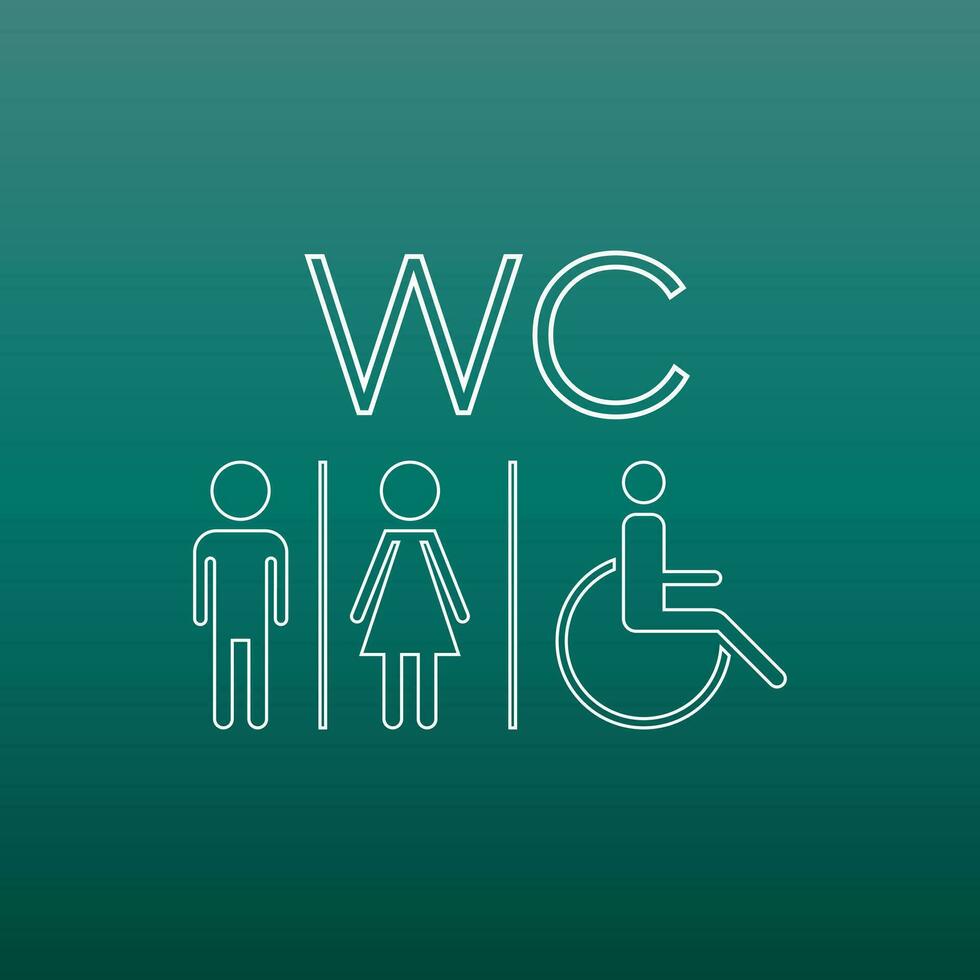 Banheiro, banheiro linha vetor ícone . homens e mulheres placa para Sanitário em verde fundo.