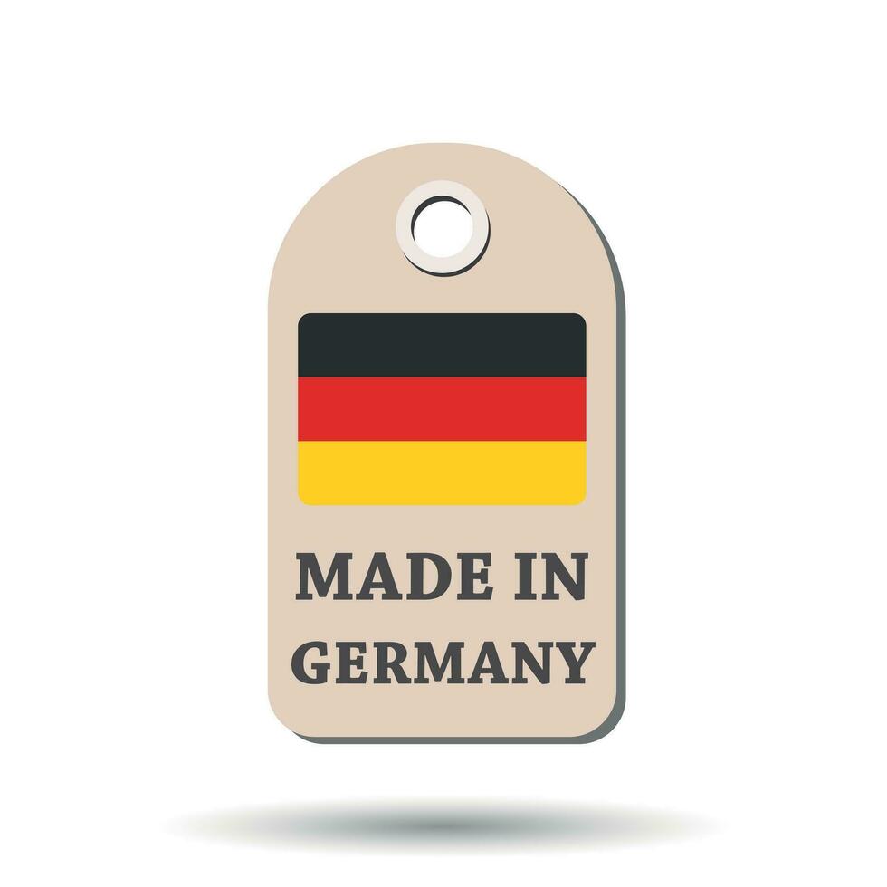 aguentar tag fez dentro Alemanha com bandeira. vetor ilustração em branco fundo.