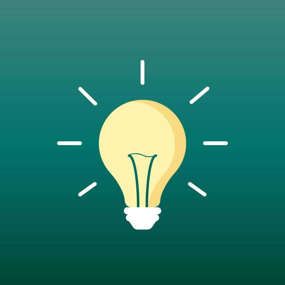 halogênio lâmpada ícone. luz lâmpada placa. eletricidade e idéia símbolo. ícone em verde fundo. plano vetor ilustração.