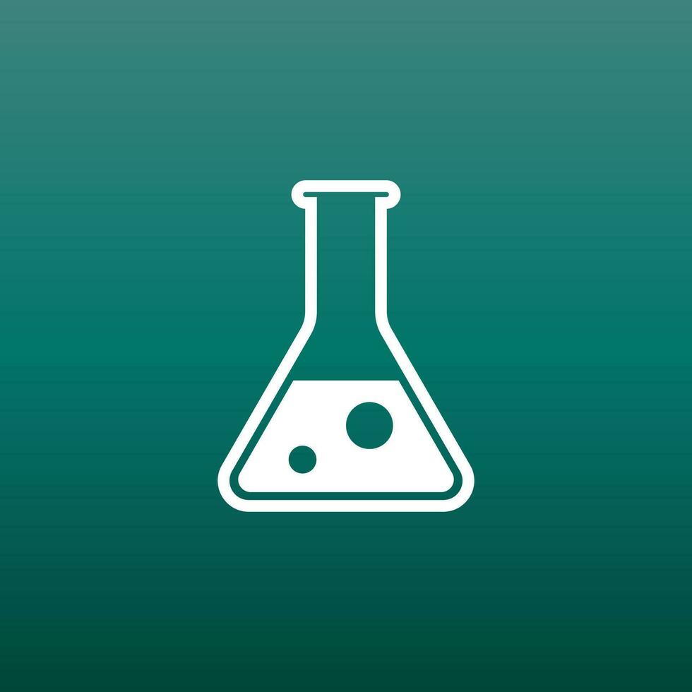 químico teste tubo pictograma ícone. químico laboratório equipamento isolado em verde fundo. experimentar frascos para Ciência experimentar. na moda moderno vetor símbolo. simples plano ilustração