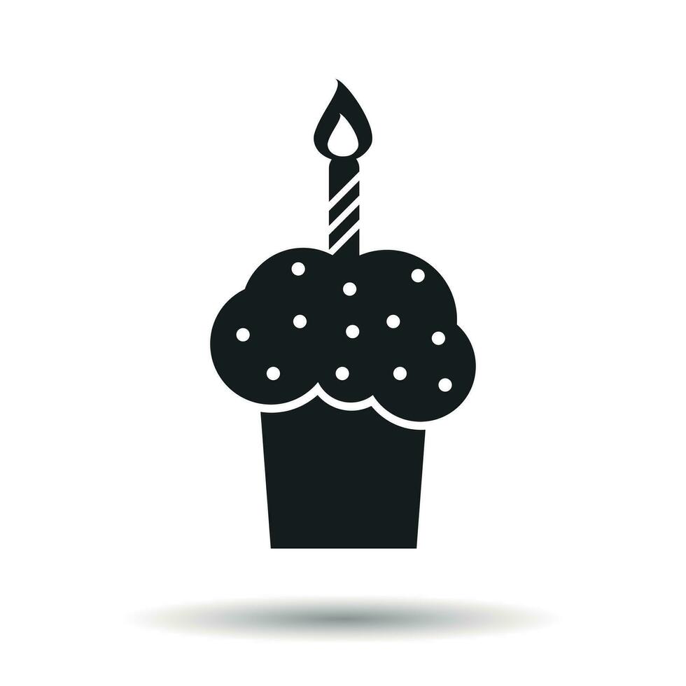 aniversário bolo plano ícone. fresco torta bolinho em isolado fundo vetor
