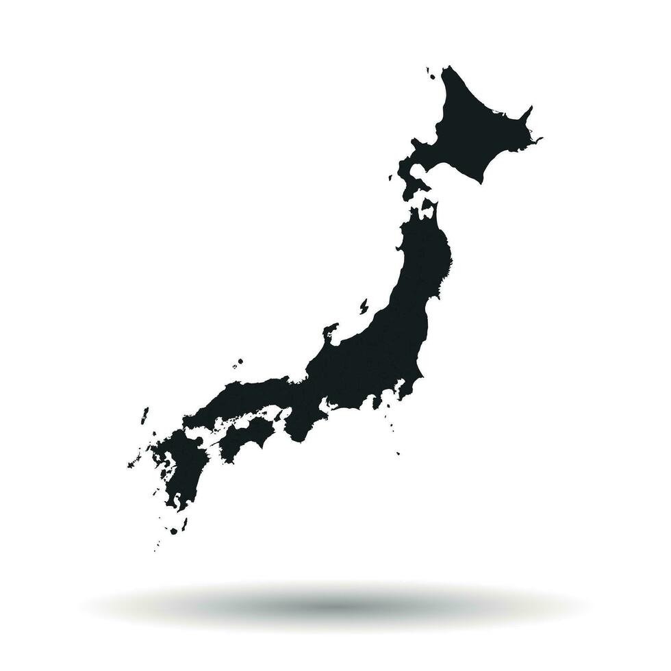 Japão mapa ícone. plano vetor ilustração. Japão placa símbolo com sombra em branco fundo.