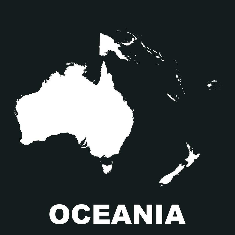 Austrália e Oceânia mapa ícone. plano vetor ilustração. Austrália placa símbolo em Preto fundo.