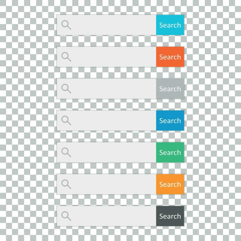 procurar Barra campo. conjunto vetor interface elementos com procurar botão. plano vetor ilustração em isolado fundo.