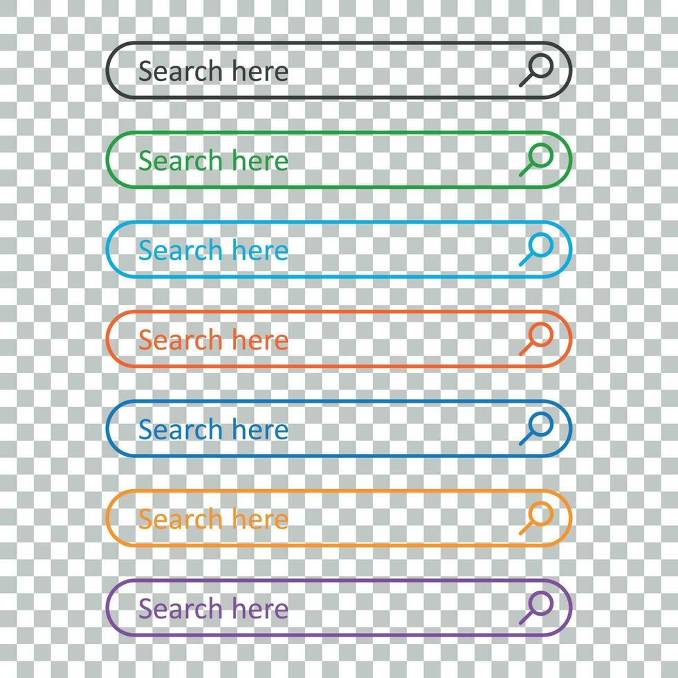 procurar Barra campo. conjunto vetor interface elementos com procurar botão. plano vetor ilustração em isolado fundo.
