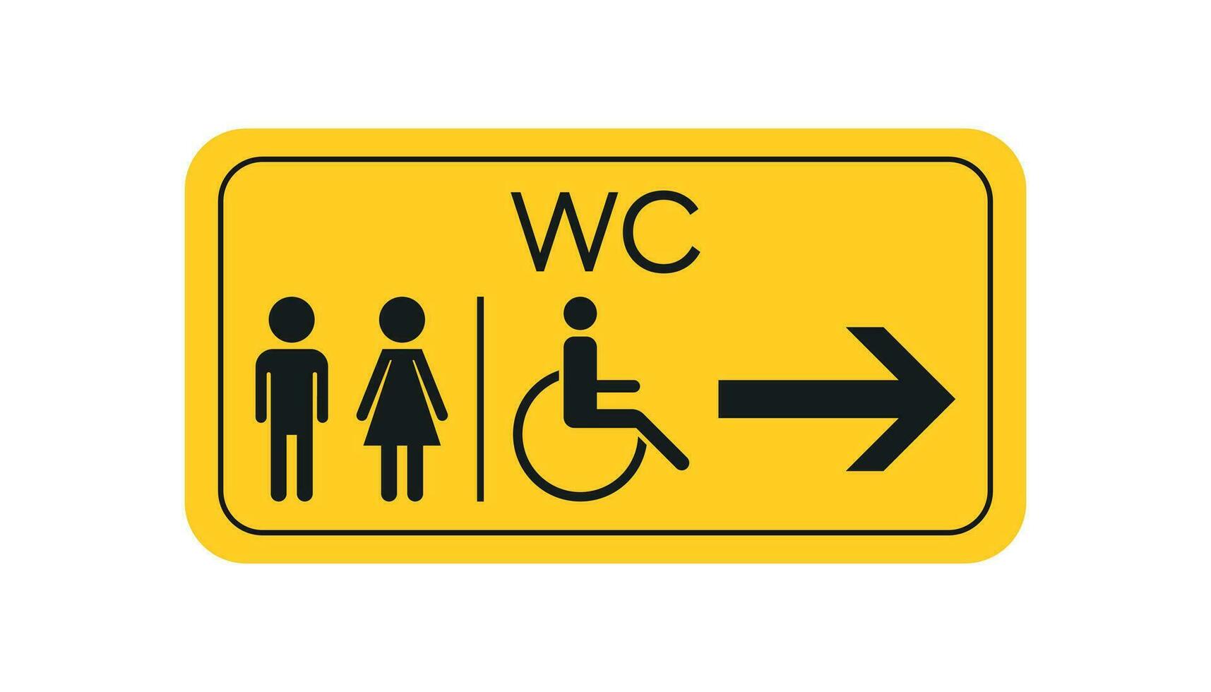 Banheiro, banheiro vetor ícone . homens e mulheres placa para Sanitário em amarelo borda.