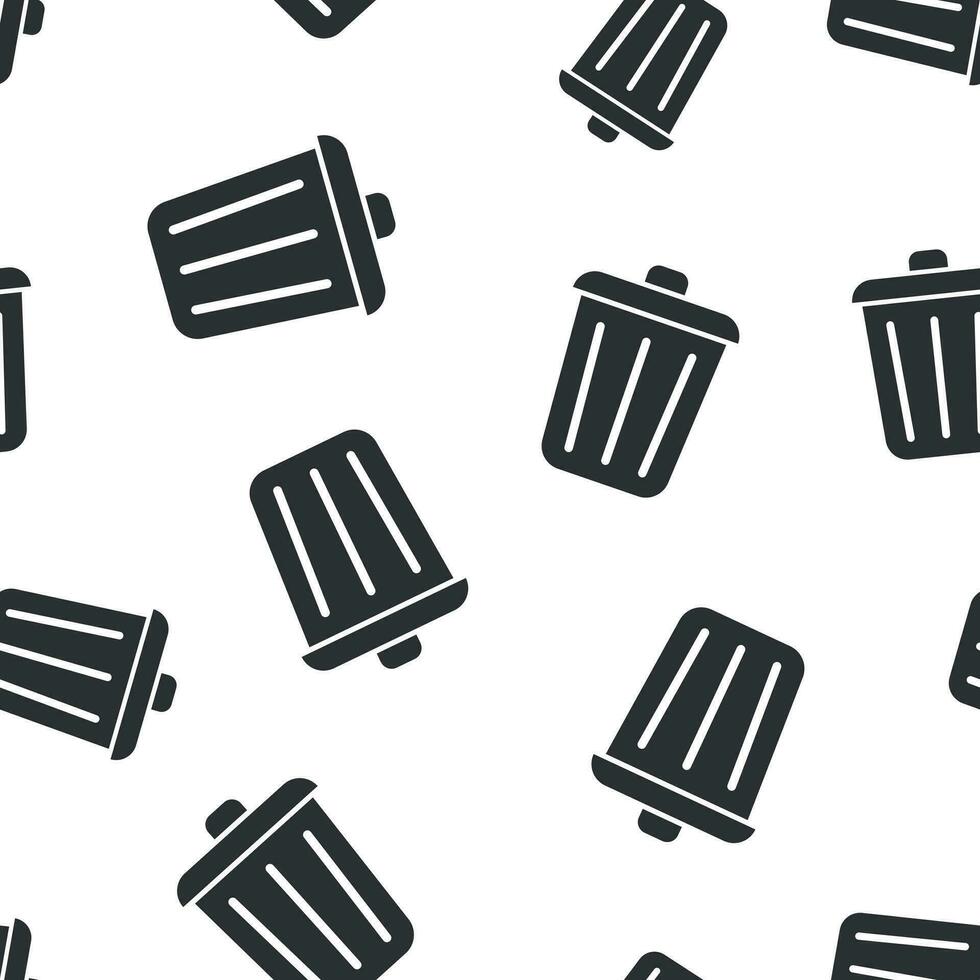 lixeira lixo ícone sem costura de fundo. ilustração vetorial de balde de lixo. padrão de símbolo de cesta de lixo. vetor