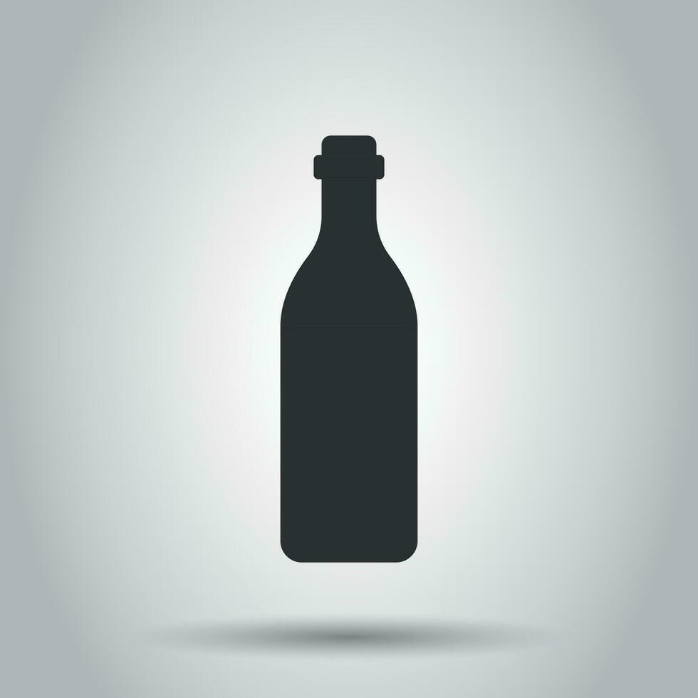 vinho garrafa ícone dentro plano estilo. álcool garrafa ilustração em branco fundo. cerveja, vodka, vinho conceito. vetor