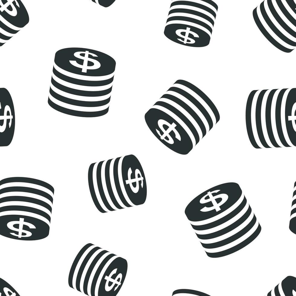 moedas pilha ícone desatado padronizar fundo. dólar moeda vetor ilustração. dinheiro empilhado símbolo padronizar.