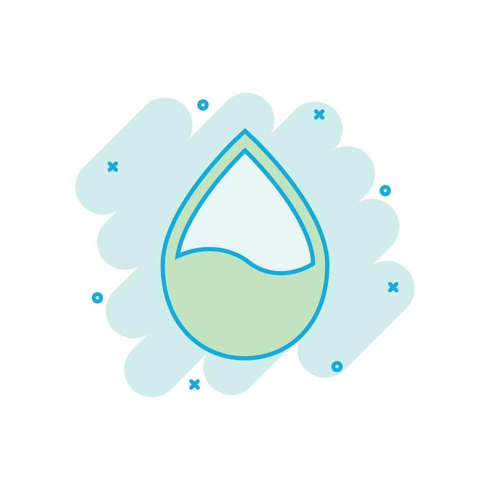 ícone de gota de água em estilo cômico. pictograma de ilustração de desenho vetorial de gota de chuva. efeito de respingo de conceito de negócio de bolha de água de gota. vetor