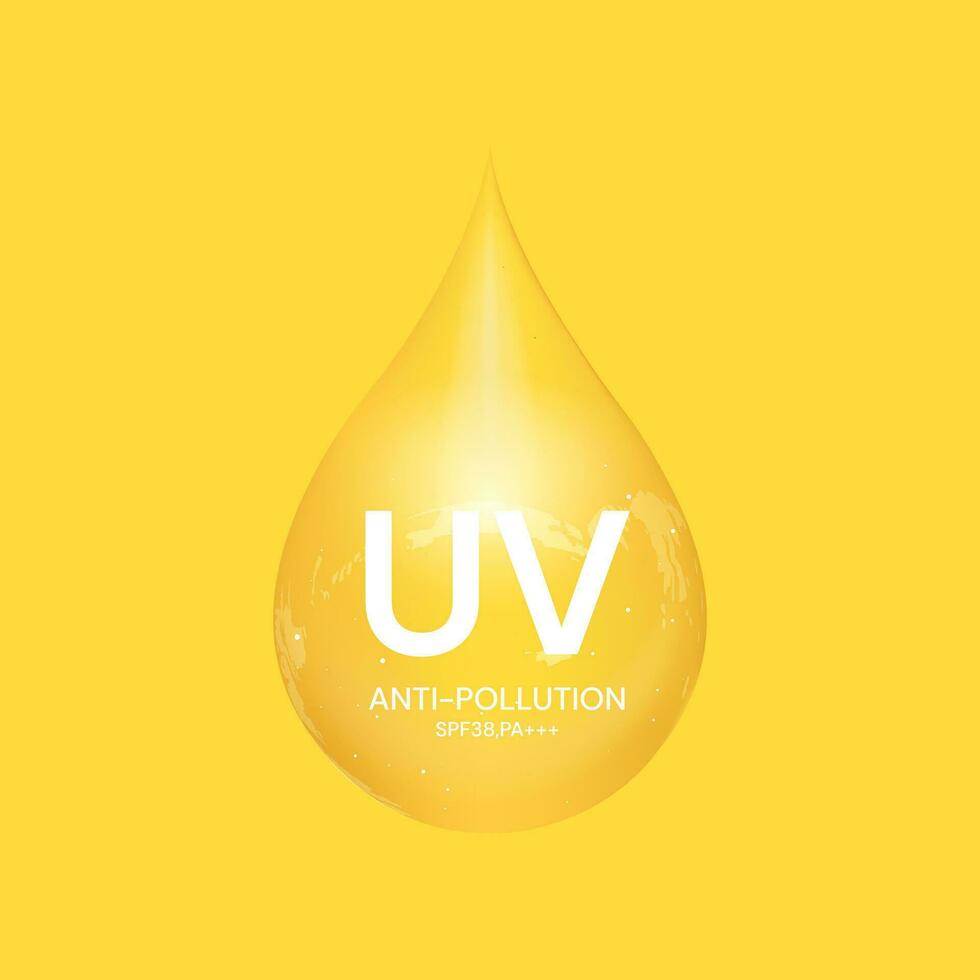 uv proteção em branco fundo, bolha escudo. solar proteção tela a partir de uv raios vetor