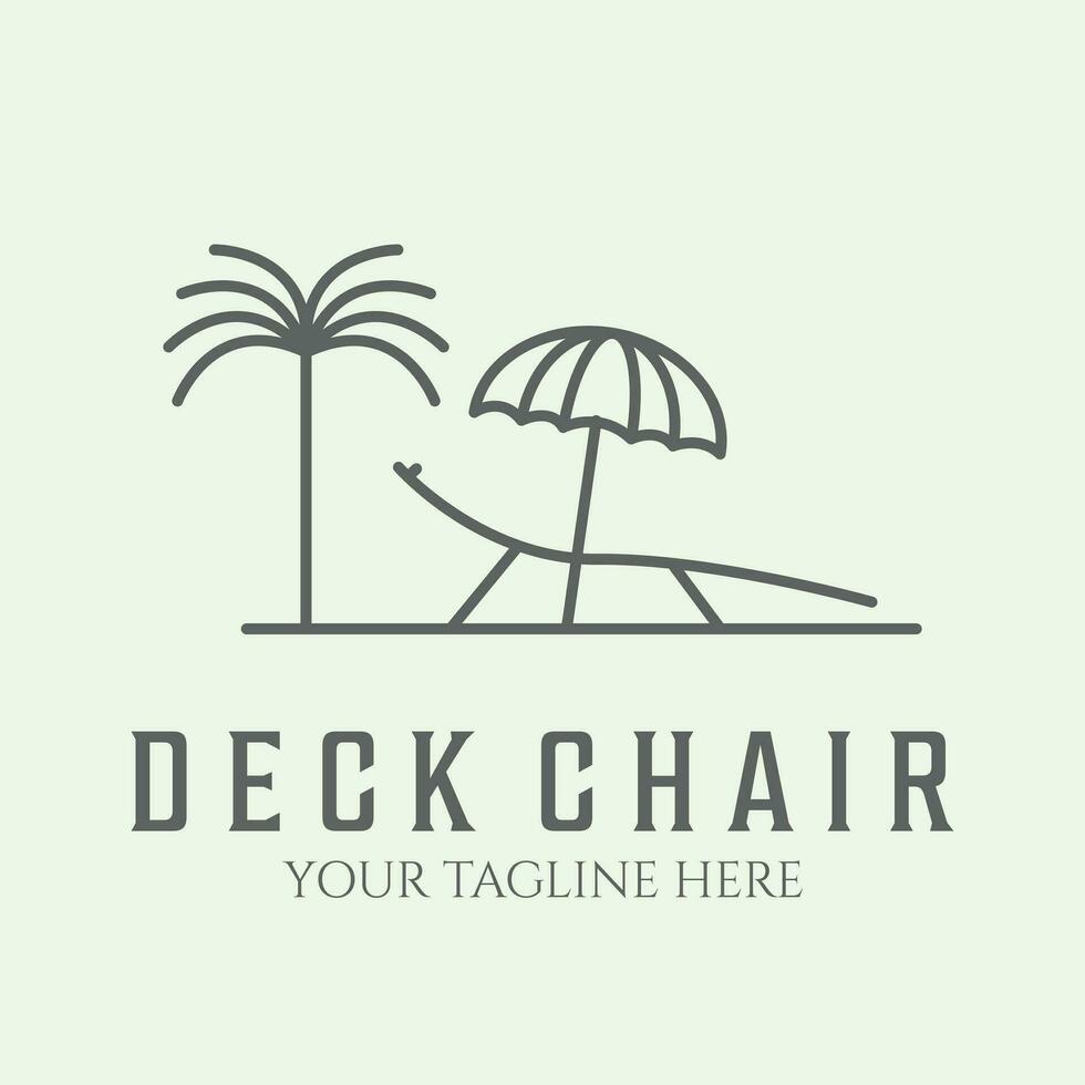 verão área coberta cadeira linha arte tropical minimalista Projeto ícone logotipo vetor