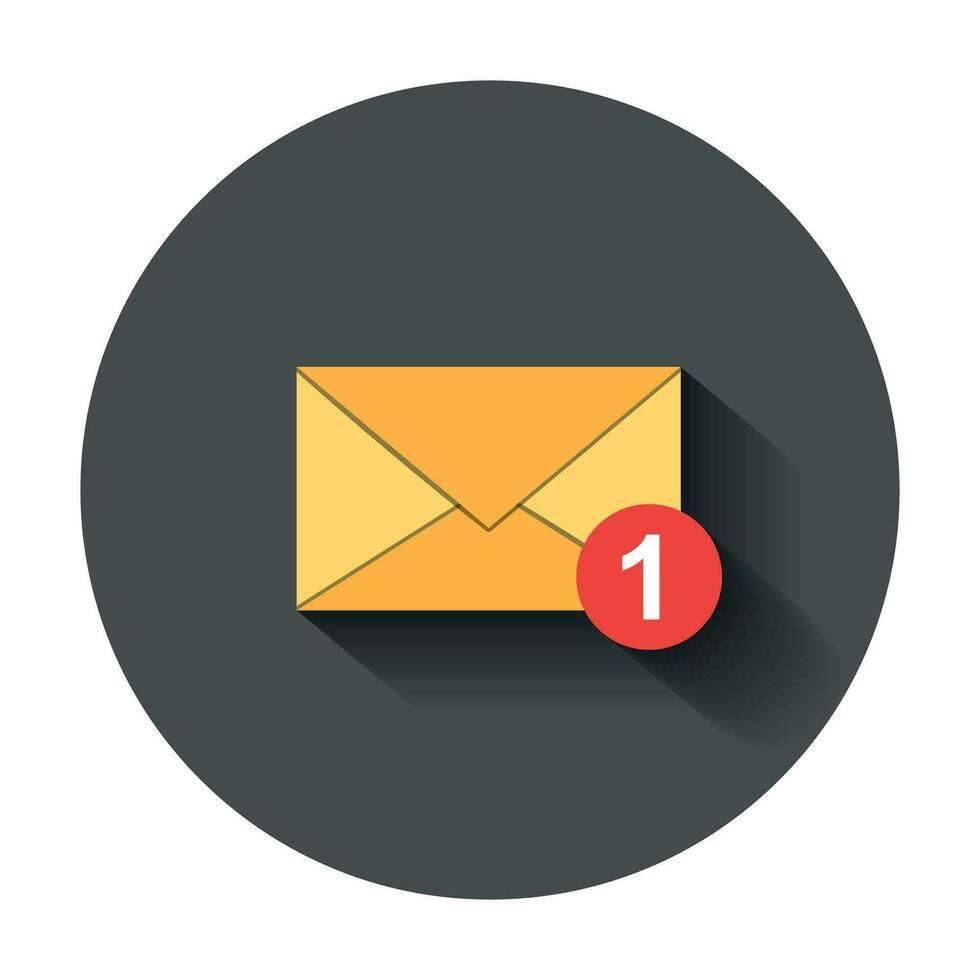 enviar envelope ícone dentro plano estilo. o email mensagem vetor ilustração com grandes sombra. caixa de correio o email o negócio conceito.