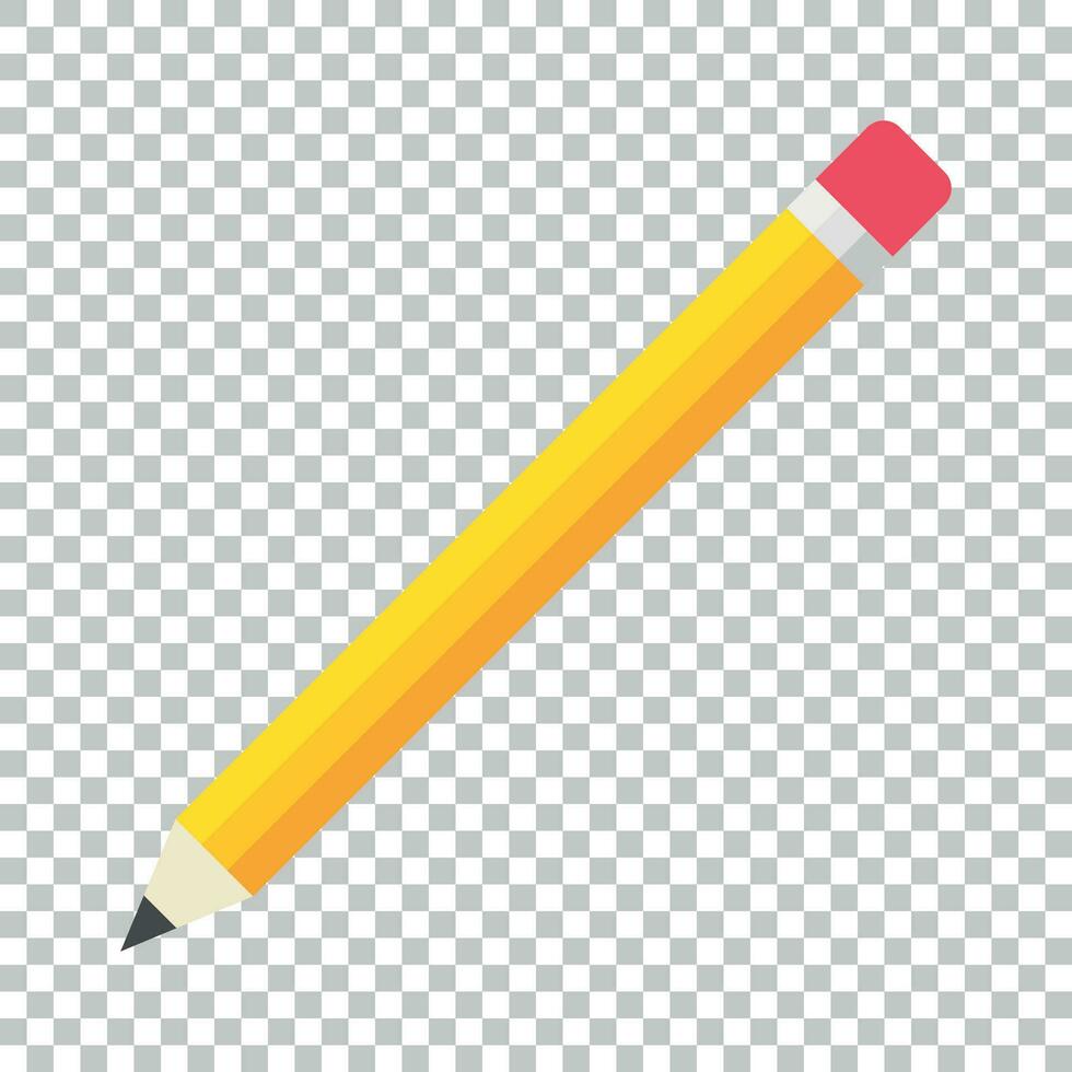 realista amarelo de madeira lápis com borracha borracha ícone dentro plano estilo. marcador vetor ilustração em isolado fundo. lápis o negócio conceito.