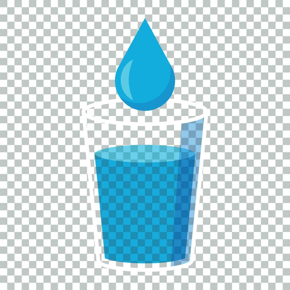 água vidro ícone dentro plano estilo. refrigerante vidro vetor ilustração em isolado fundo. líquido água o negócio conceito.