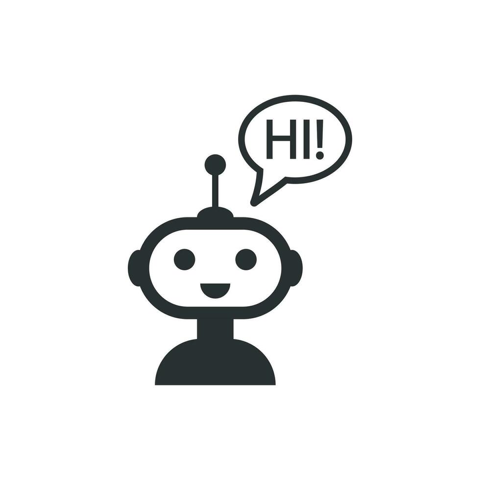 ícone bonito robô chatbot em estilo simples. ilustração em vetor operador bot em fundo branco isolado. conceito de negócio de personagem chatbot inteligente.